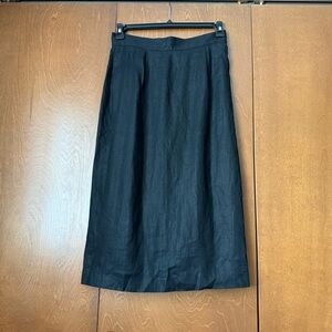 Flora Kung New York NWOT Black Lined Linen Midi Skirt Sz 12